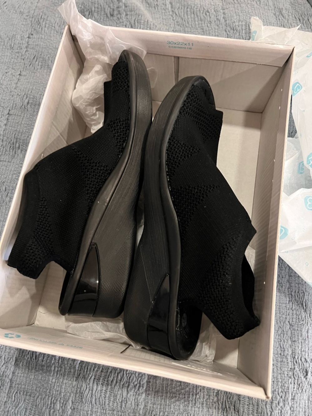 Bzees Black Slip-On Knit Platform Sneakers